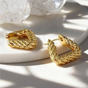 18K Gold Braided Hoop Earrings